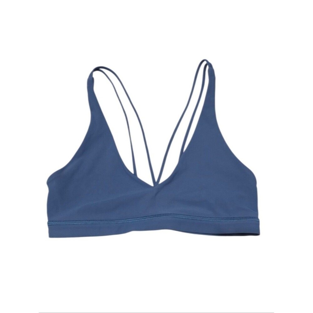 lululemon Energy Bra Wrap Concrete Blue Strappy Sports Bra Size 4